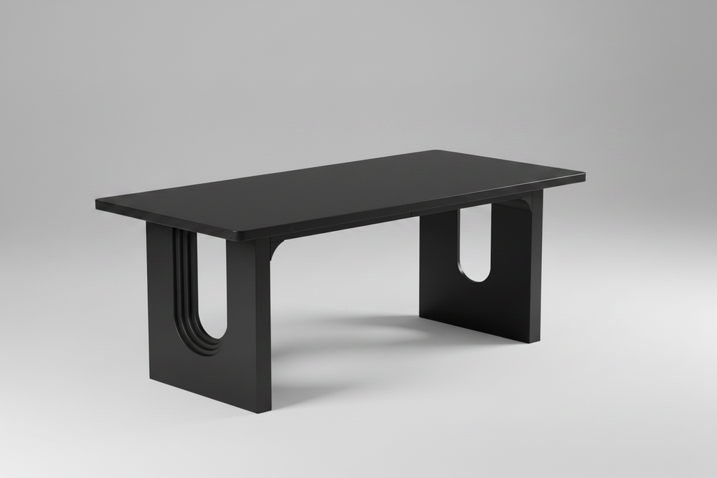 Black Desk with Solid Black Top