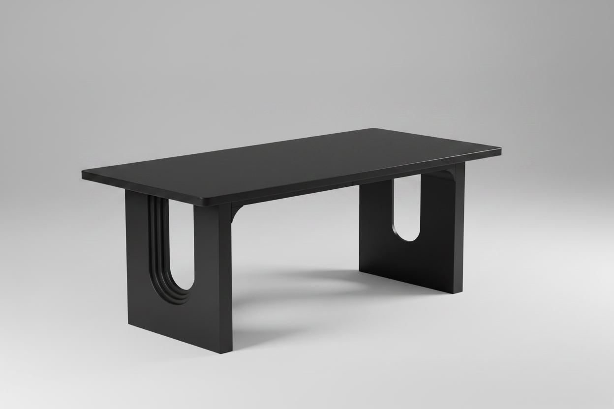 Black Desk with Solid Black Top