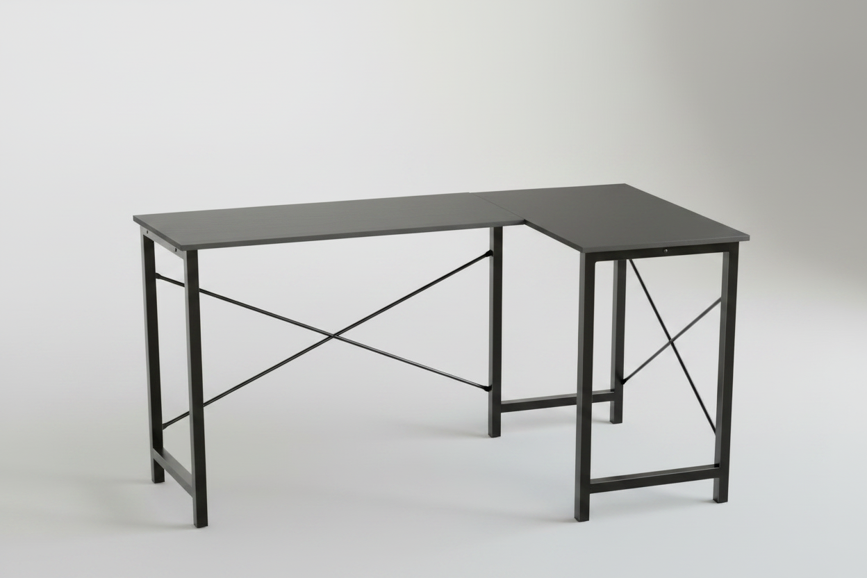 Black L-shaped desk - right side view
