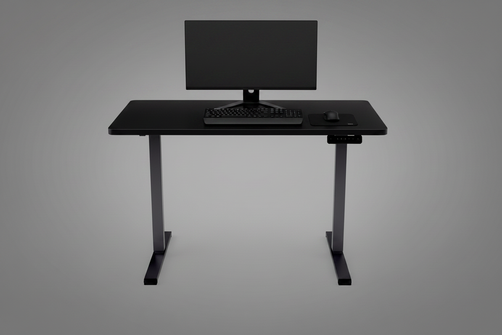 Black Standing Desk in Use