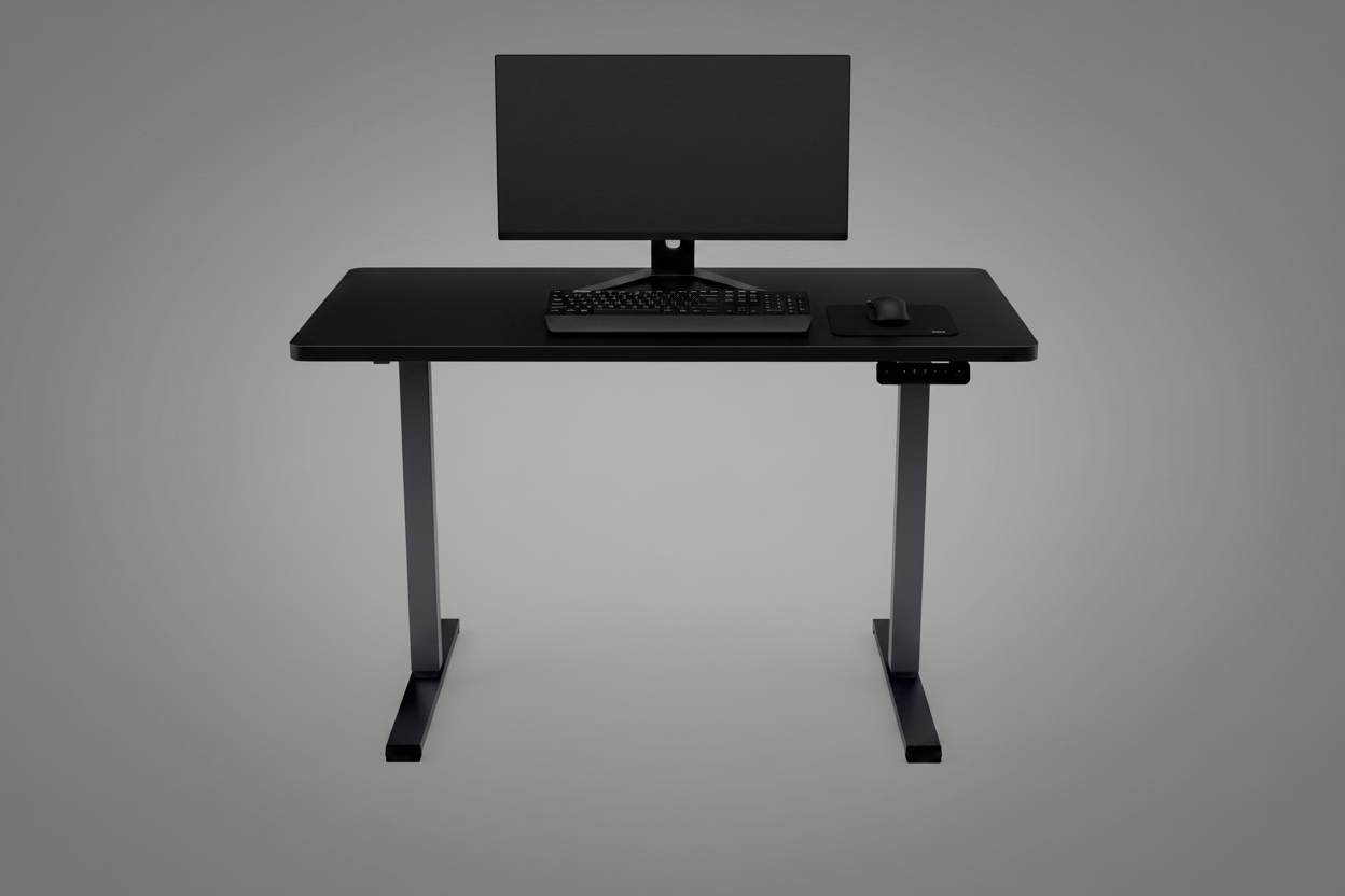Black Standing Desk in Use