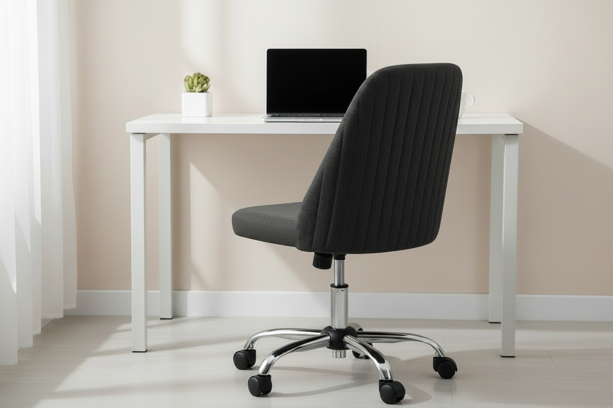 Modern Fabric Armless Adjustable Swivel Office Desk Chairs With Wheels