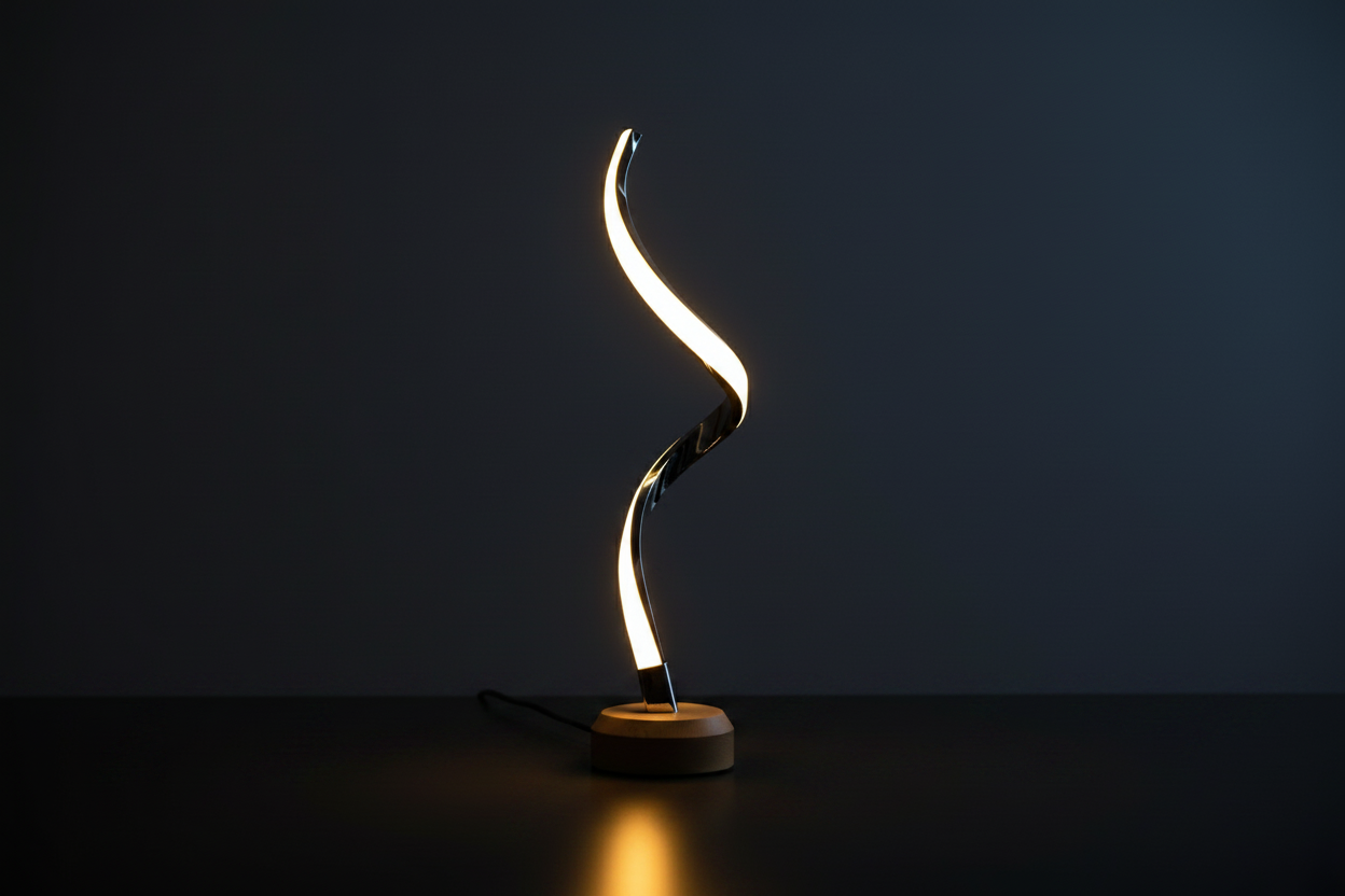Spiral LED Lamp - Dark Navy Background